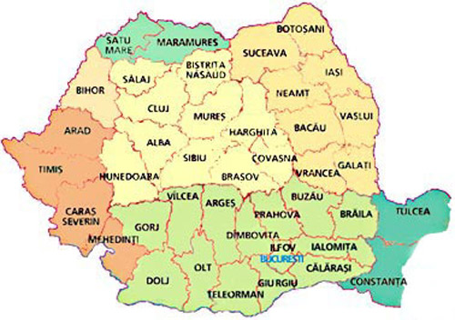 Mapa provincial de Rumanía.