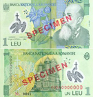 Billete nuevo de 1 leu.