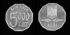 Moneda antigua de 5.000 lei.