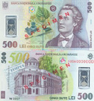 Billete nuevo de 500 lei.