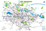 Plano de la toda la red de transportes de Bucarest.