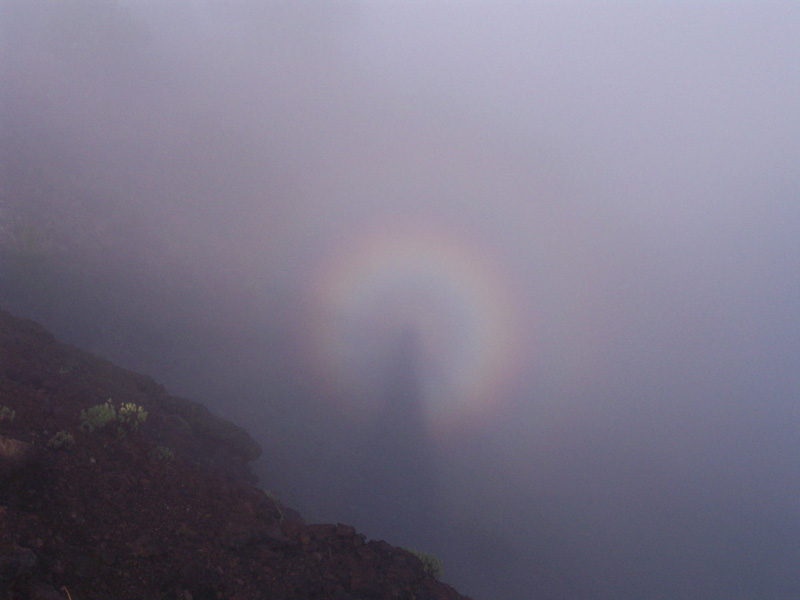 Espectro de Brocken, observado en la ruta de los Volcanes, en la isla de La Palma, archipilago de Las Canarias, Espaa.